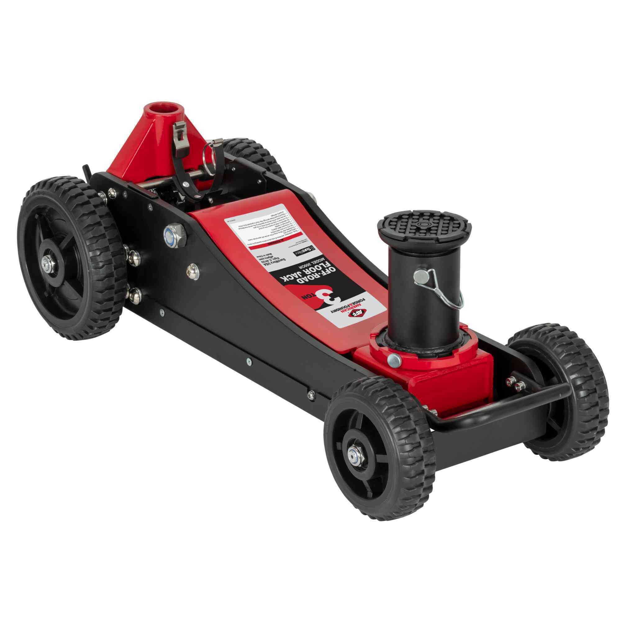 American Forge & Foundry - Off Road Service Jack - 3 Ton Aluminum /  Steel Hybrid - Double Pump - Min H 5.9" to 28.74" Max H - Model # 300OR